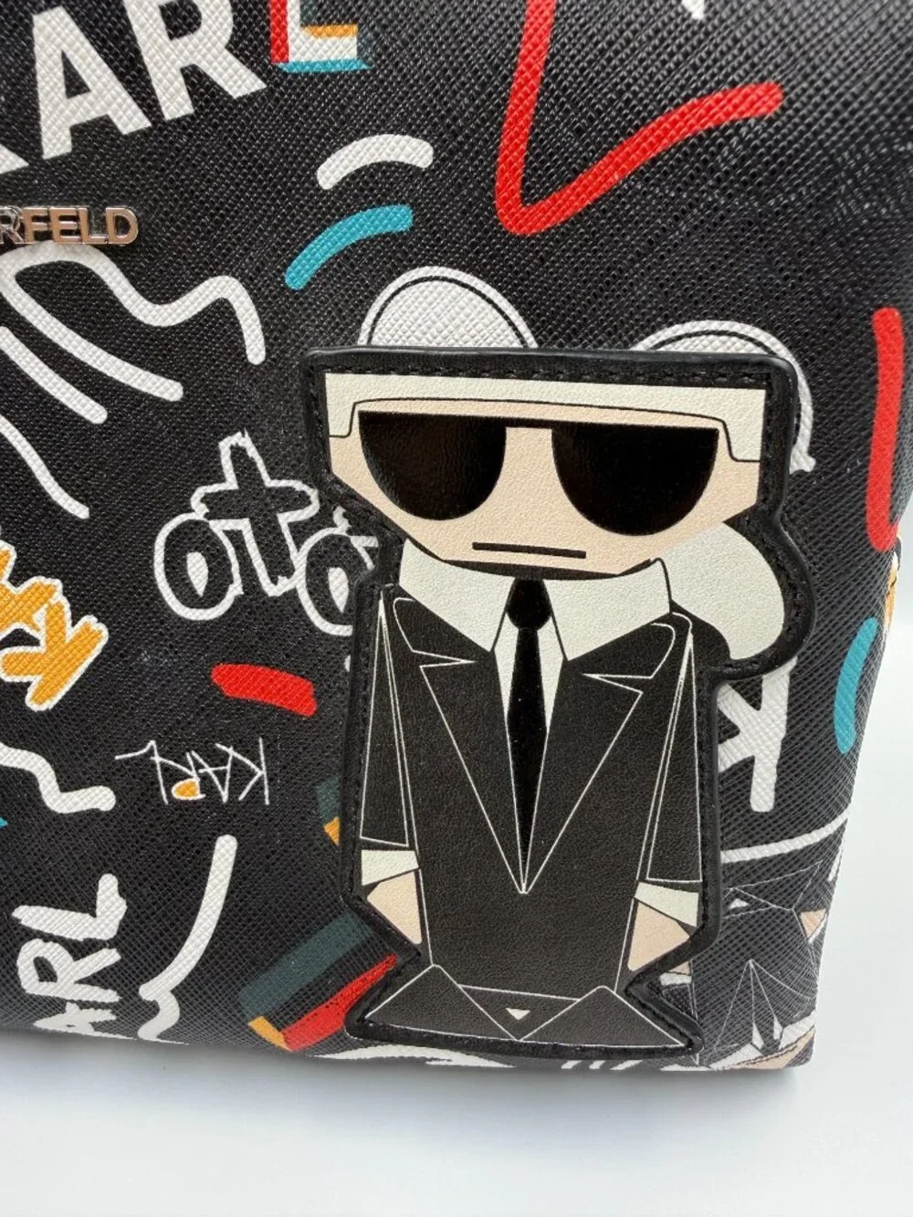 Karl Lagerfeld Paris Maybelle Graffiti Cosmetic Bag Makeup Case Pouch Black
